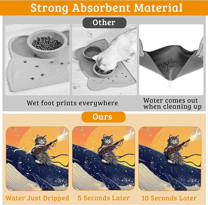 Dog Bowl Mat, Cat Shark Pet Feeding Mat - Image 3