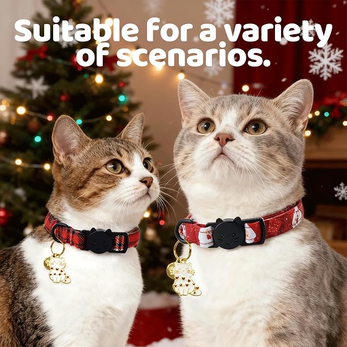 Elegant little tail 2 Pack Cat Collar- Christmas Cat Collars Breakaway - Image 4