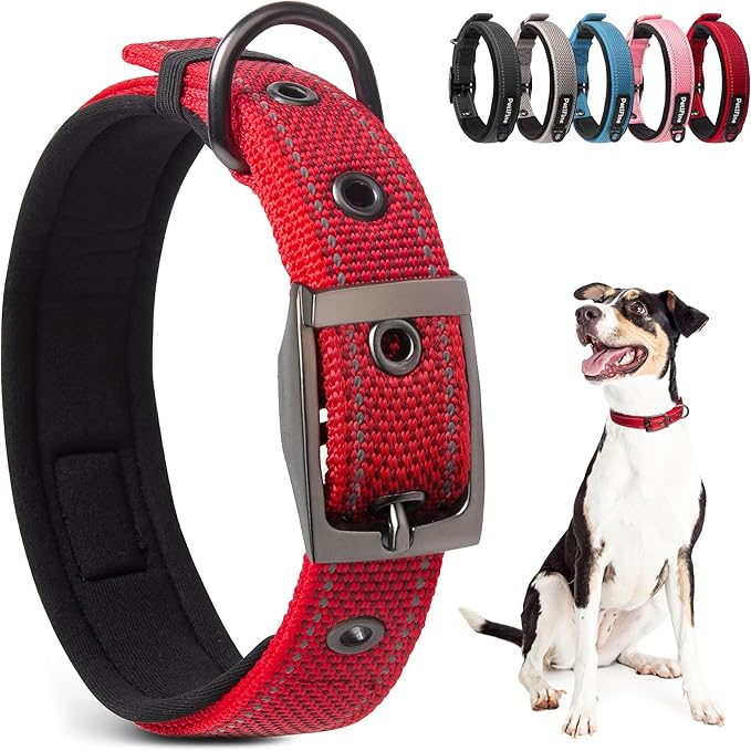 PetiFine Dog Collar for Large Dogs, Neoprene Padded and Adjustable, Reflective by PetiFine