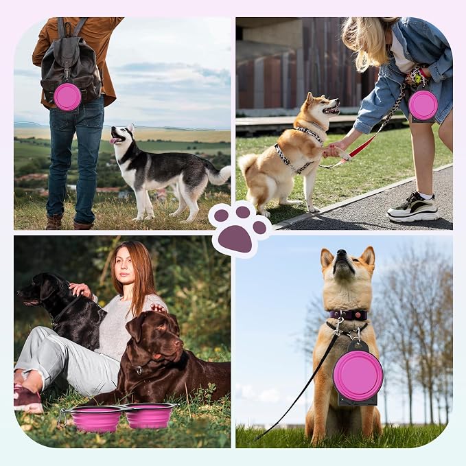 Pawaboo 2-in-1 Collapsible Dog Bowls, Dual Puppy Food and Water Bowls, 180° - Image 7