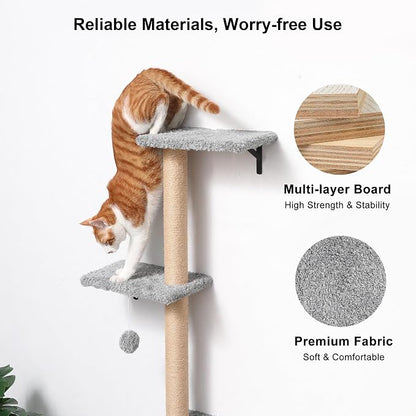 FUKUMARU Cat Wall Shelves, Stable & Safe 4 in 1 Cat Furniture Set, Wooden - Image 4