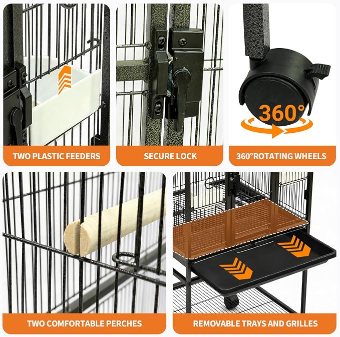 Large Bird Cage, 40.5" H Big Bird Cage - Image 3