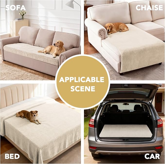 H.VERSAILTEX Non Slip Pet Couch Cover Chenille Dog Bed Protector Thick Soft - Image 6
