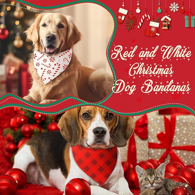 Abbylike 50 Pcs Valentines Day Dog Bandanas Bulk Red and White Polka Dots - Image 2