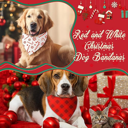 Abbylike 50 Pcs Valentines Day Dog Bandanas Bulk Red and White Polka Dots - Image 2