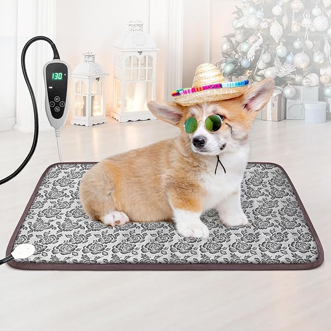 Pet Heating Pad 22x18 in with Smart Thermostat Switch and Power Line Protection by Afullrangeofservicesforyourpet