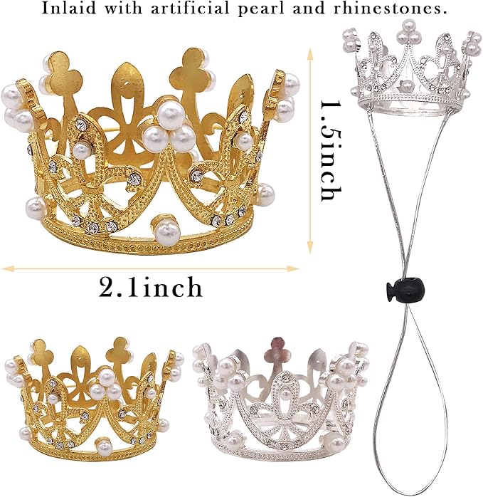 PET SHOW 2pcs Small Dog Crown Headband Puppies Rabbit Cat Hat - Image 6