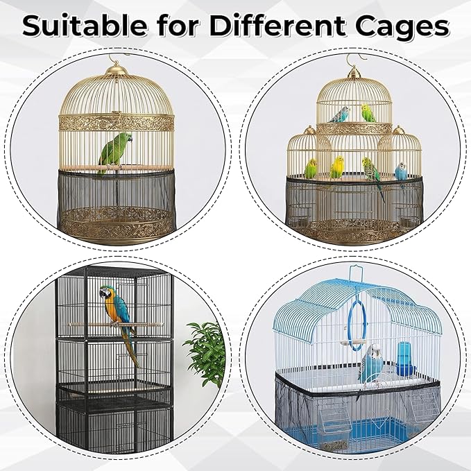 Large Bird Cage Cover Bird Cage Seed Catcher 118 x 31 Inches Adjustable Elastic - Image 7