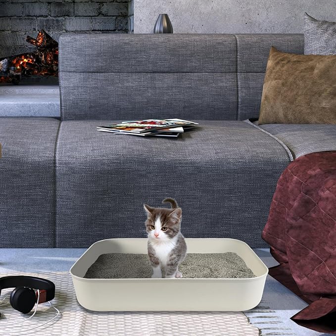 Small Litter Box, Plastic Kitten Litter Box, 13.9 x 9.8 x 3 Inch Open Litter Box - Image 7