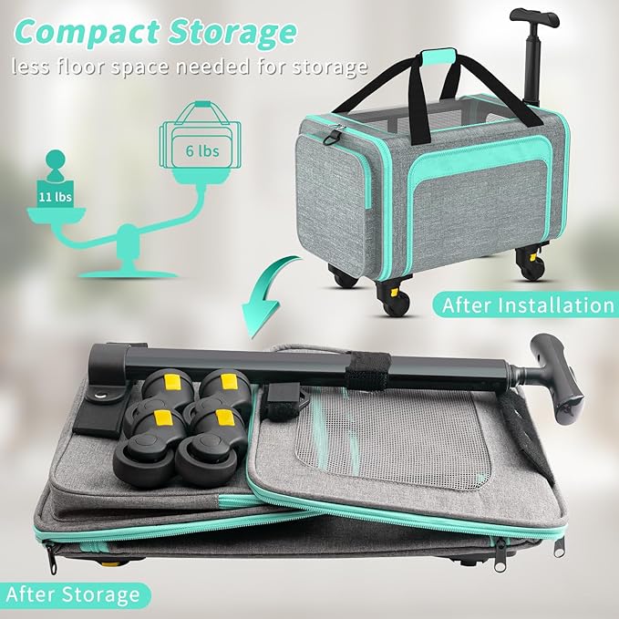 Rolling Pet Carrier with Detachable Wheels - Image 3