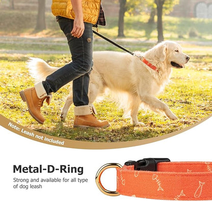 Cotton Handmade Dog Collar Cute and Distinctive Patterns Orange Fish - Image 6