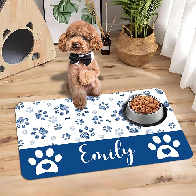 Personalized Dog Cat Mat with Name Photo Custom Placemat Feeding Mats - Image 5