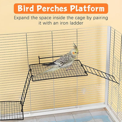 BNOSDM 4 PCS Bird Perches Platform, Stainless Steel Grid Platform - Image 2