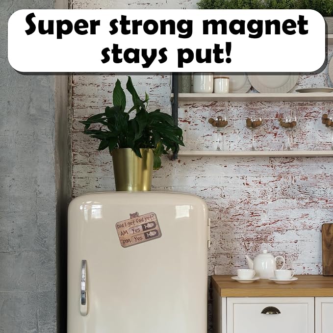 Cat Feeding Tracker-AM PM 2-Meal Wooden Fridge Magnets - Image 5