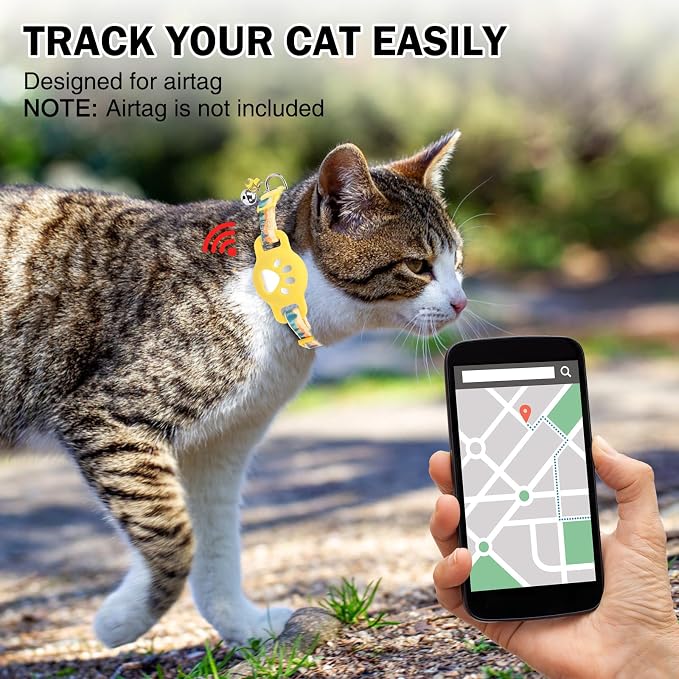 Airtag Cat Collar Breakaway, Cute GPS Cat Tracker Collars - Image 2