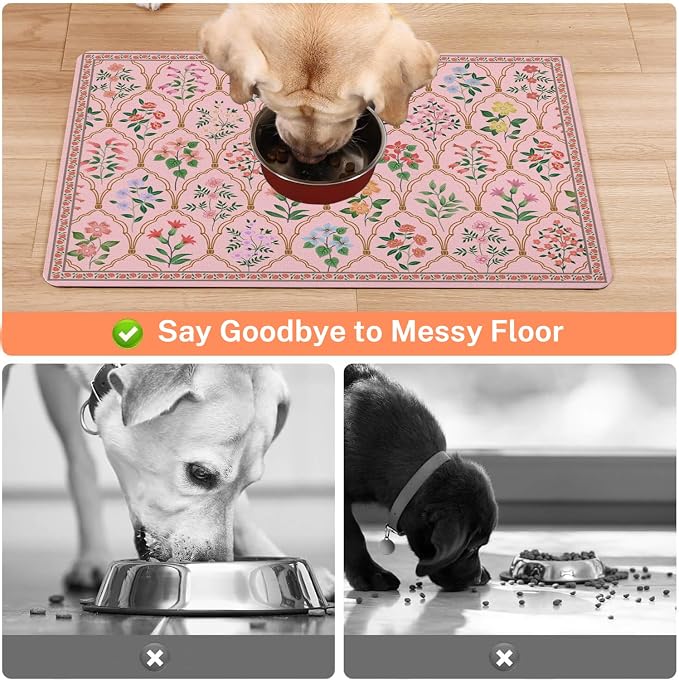 Absorbent Pet Dog Bowl Mat for Food and Water, Pet Cat Food Feeding Mat - Image 3