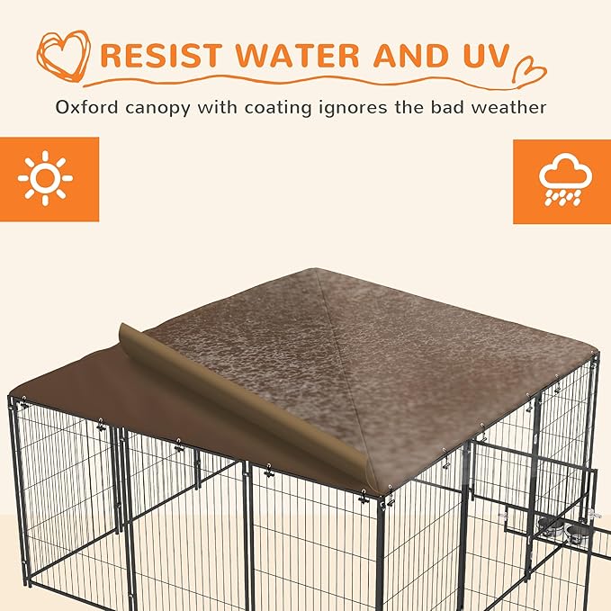 PawHut Outside Dog Kennel, Garden Playpen Fence Crate Enclosure Cage Rotating - Image 4