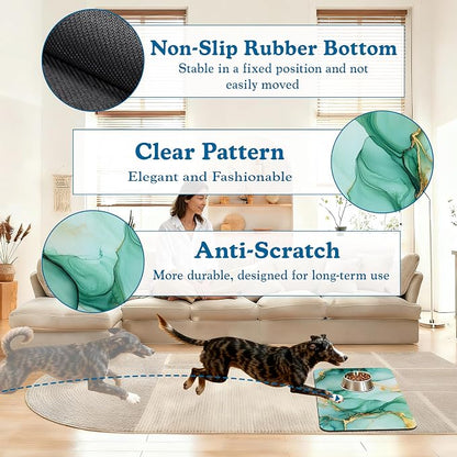 Green Marble Pet Feeding Mat for Floors–Christmas Stocking Absorbent Quick Dry - Image 4