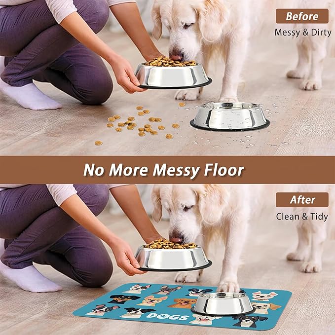 Cute Dog Cat Food Mat, Absorbent Pet Feeding Mat - Image 5