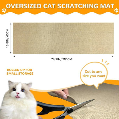 Jute 78.7"x15.8" Trimmable Cat Scratching Mat - Image 2