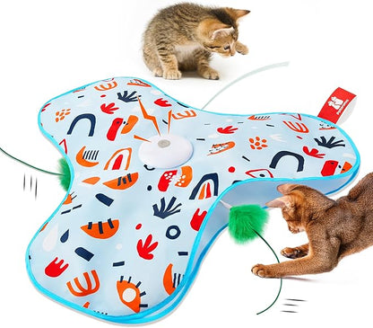 Potaroma Hide and Seek Interactive Cat Toys, Moving Concealed Wand Feather by Potaroma