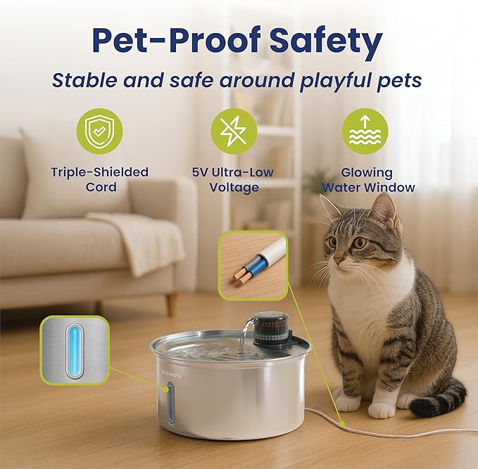 PawsPik PureFlow MAX Automatic Pet Water Dispenser, Stainless Steel Curve Dog & - Image 4