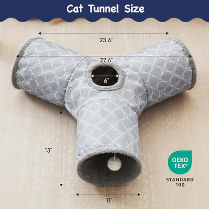 Tempcore Pet Cat Tunnel Tube Cat Toys 3 Way Collapsible, Cat Tunnels - Image 2