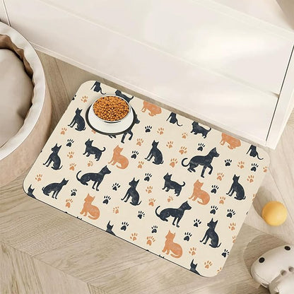 Cute Cat Paw Prints Dog Food Mat by Unknown