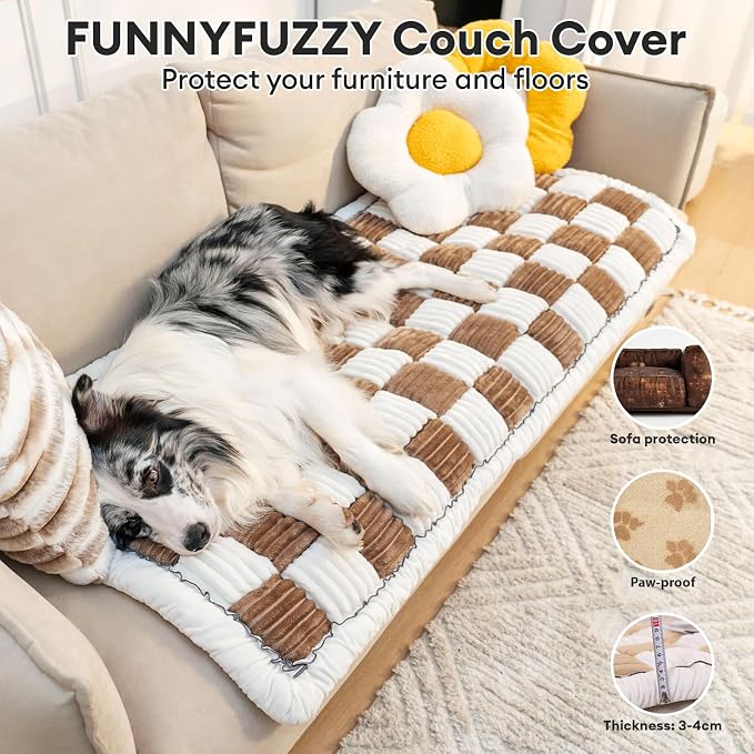 FUNNY FUZZY Pet Couch Covers for Sofa, Couch Covers for Dogs Washable Dog Couch - Image 2