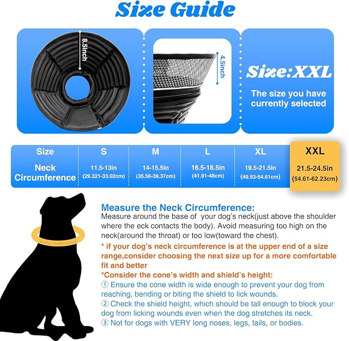 Inflatable Dog Cone for Dogs After Surgery, Soft Adjustable Elizabethan Collar - Image 2
