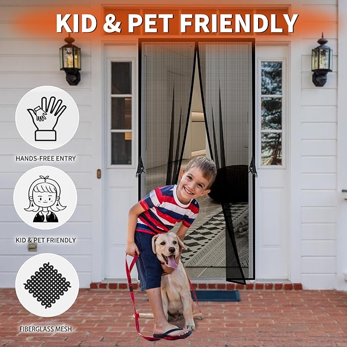 Fiberglass Magnetic Screen Door Fit Door Size 30 x 80 in- Heavy Duty Fiberglass - Image 4