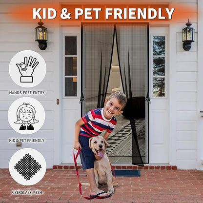 Fiberglass Magnetic Screen Door Fit Door Size 48 x 80 in- Heavy Duty Fiberglass - Image 4