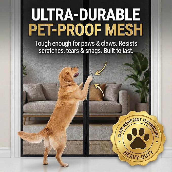 Premium Magnetic Screen Door, Heavy-Duty Reinforced Mesh, Ultra-Dense Weave - Image 4