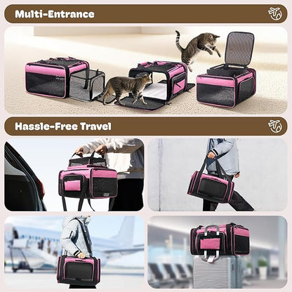 Top and 2 Sides Expandable Cat Carrier 18x13.5x9.5, TSA Airline Approved Dog - Image 6