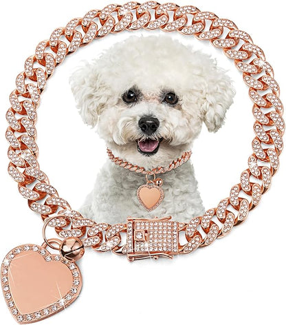 Hillban Dog Chain Gold-Plated Diamond Collar by Hillban
