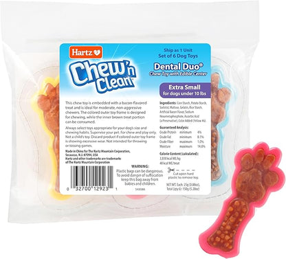 Hartz Chew 'n Clean Dental Duo Dog Treat & Chew Toy, Color Varies, Extra Small by Hartz