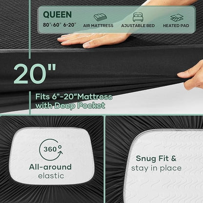 OhGeni 100% Waterproof Mattress Protector, Queen-Black Size Mattress Pad - Image 2