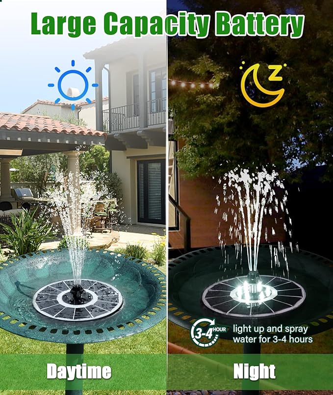 SZMP Solar Fountain Upgraded 100% Glass Panel, 3.5W Floating Solar Powered - Image 4