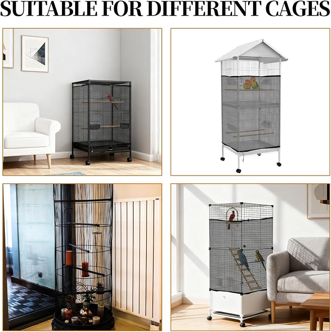 1 Pc Large Bird Cage Seed Cather, Bird Cage Cover 31 X 118 Inches Adjustable - Image 5