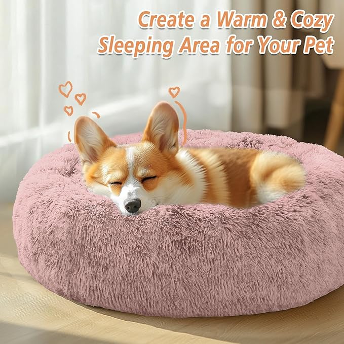 JOLLYVOGUE Calming Dog Bed Medium Size Dog, Anti-Anxiety Donut Medium Pet Bed - Image 4