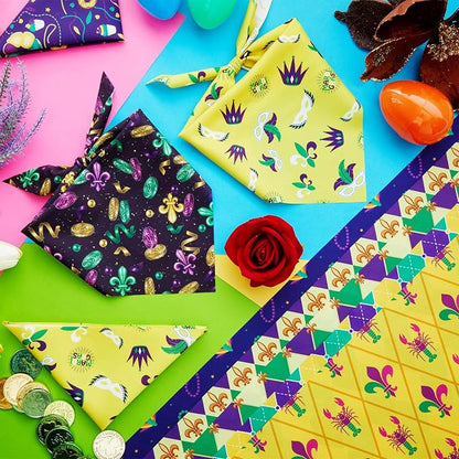 Abbylike 50 Pcs Mardi Gras Dog Bandanas Bulk Purple Green and Gold Bandanas - Image 5