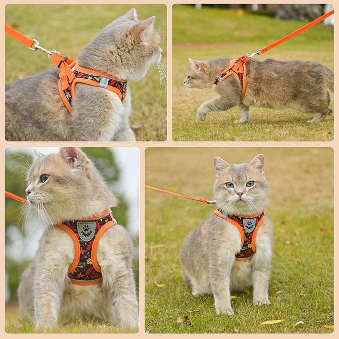 SCENEREAL Fall Thanksgiving Cat Harness and Leash Set Escape Proof, Soft Mesh - Image 5