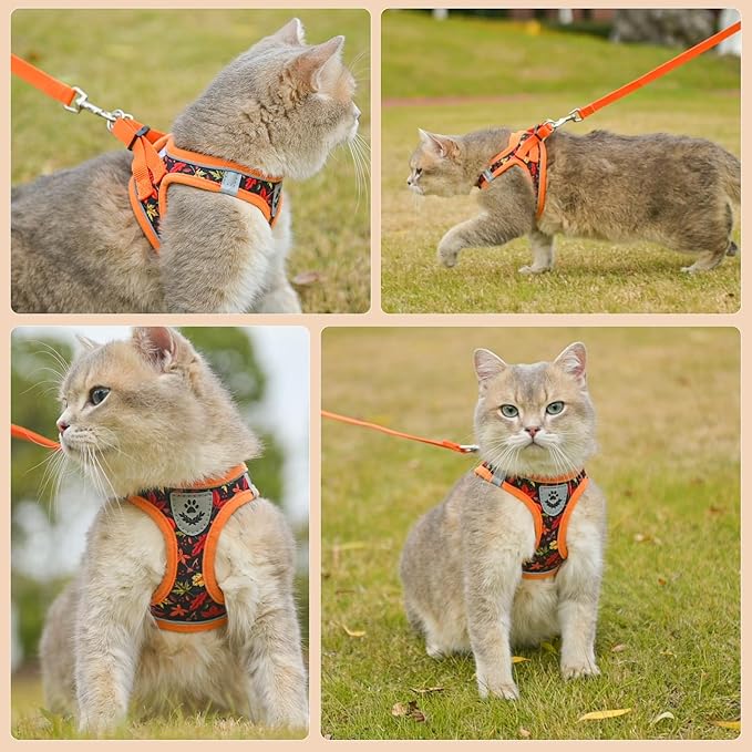 SCENEREAL Fall Thanksgiving Cat Harness and Leash Set Escape Proof, Soft Mesh - Image 6