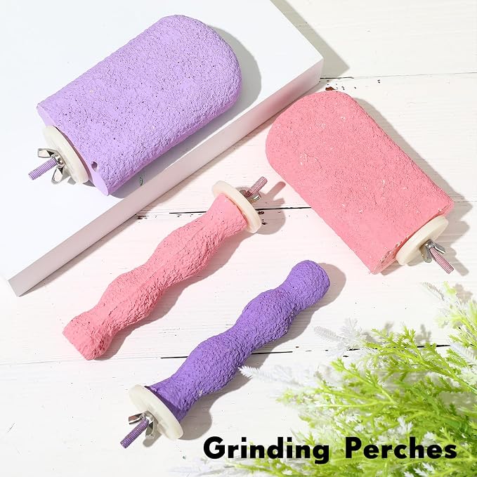Soulchen 4 Pcs Bird Beak Grinding Calcium Stone Perches Large 4.8 Inch Parrot - Image 3