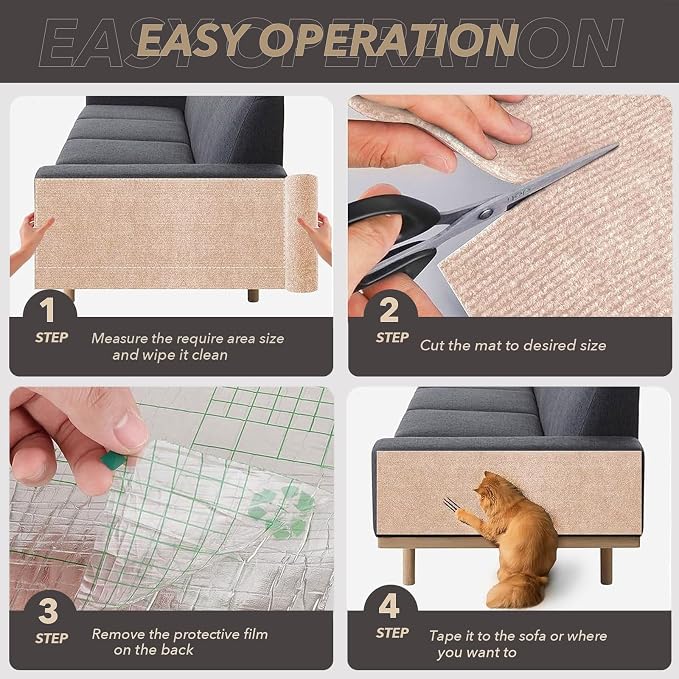 78.7"X15.8" Cat Scratching Mat, Self-Adhesive Cat Scratch Carpet, DIY Cats - Image 6