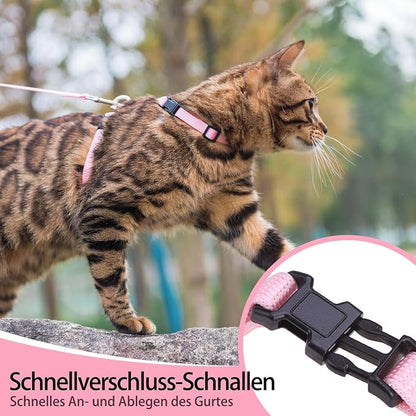 PUPTECK Adjustable Cat Harness and Leash Set Escape Proof Kitten Strap Collar - Image 3