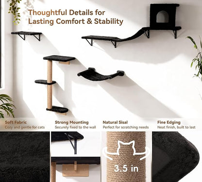 Wall Mounted Cat Furniture Set of 4 – 4 in 1 Cat Wall Shelves - Image 3