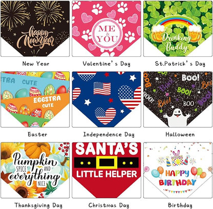 Weewooday 9 Pcs Holiday Dog Bandanas St' Patrick's Day Easter Bandanas Birthday - Image 3