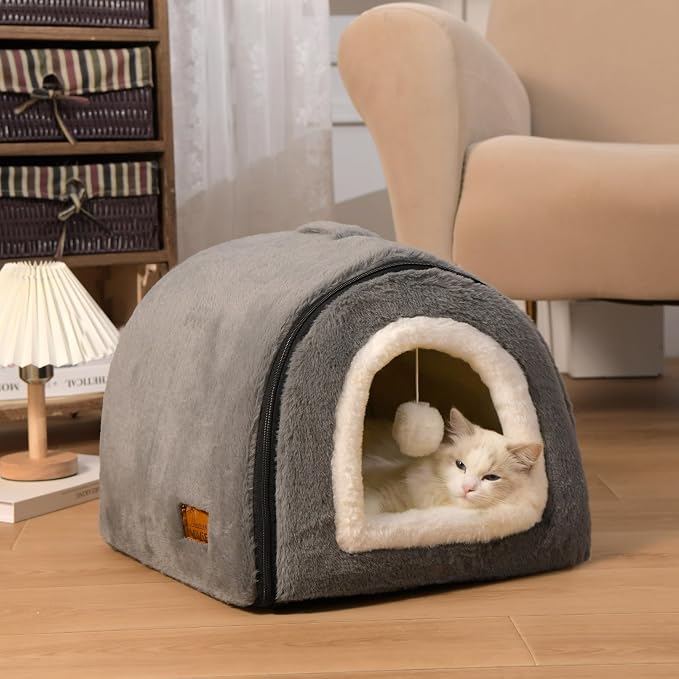 Cat Bed for Indoor Cats，Foldable cat cave，Anti-Slip & Water-Resistant - Image 2
