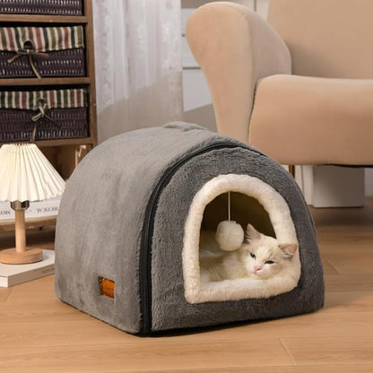 Cat Bed for Indoor Cats，Foldable cat cave，Anti-Slip & Water-Resistant - Image 2